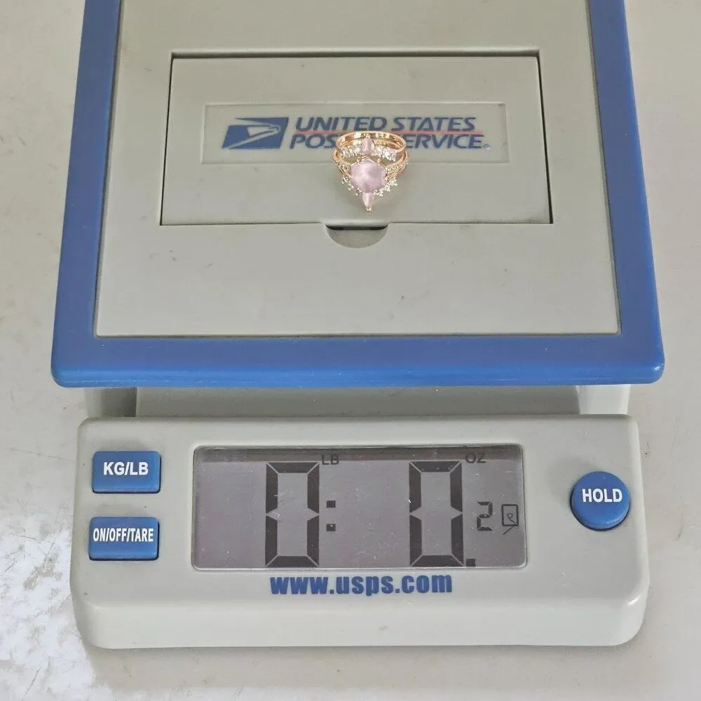 Bomb Party BP Ring Watch Me Win RPB6128 Pink Moonstone Sz 5 Halo Rose Gold Pltd‎